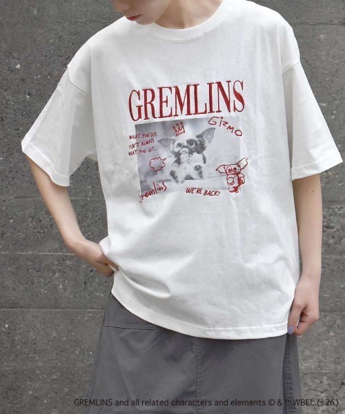Bleu Bleuet(ブルーブルーエ)の「グレムリンフォト刺繍プリントTシャツ(Tシャツ/カットソー・レディース・ブルーグレー/ブラック/ホワイト・L/M)」の2枚目の写真