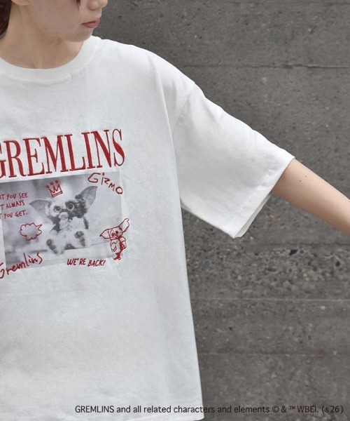 Bleu Bleuet(ブルーブルーエ)の「グレムリンフォト刺繍プリントTシャツ(Tシャツ/カットソー・レディース・ブルーグレー/ブラック/ホワイト・L/M)」の5枚目の写真