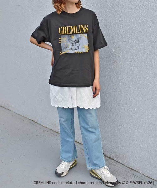 Bleu Bleuet(ブルーブルーエ)の「グレムリンフォト刺繍プリントTシャツ(Tシャツ/カットソー・レディース・ブルーグレー/ブラック/ホワイト・L/M)」の9枚目の写真