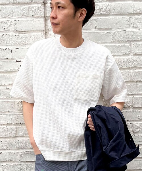 NOLLEY'S LIGHT(ノーリーズライト)の「《吸水速乾》PERFECTEXドライワッフル クルーネック Tシャツ(Tシャツ/カットソー・メンズ・ホワイト/グレー・L/M)」の1枚目の写真