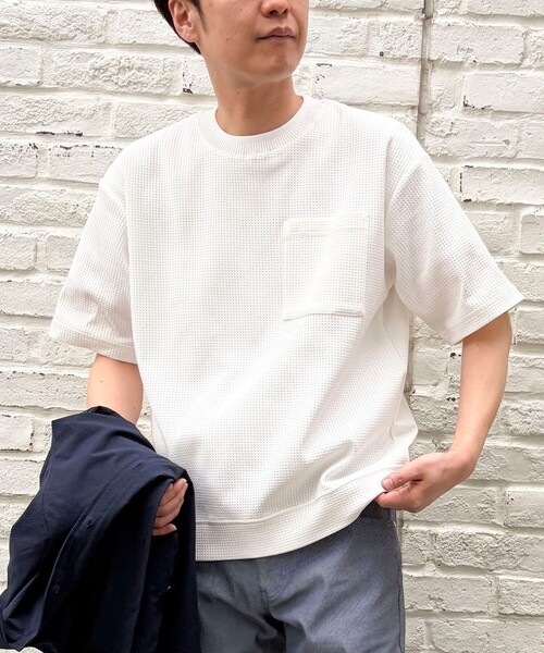 NOLLEY'S LIGHT(ノーリーズライト)の「《吸水速乾》PERFECTEXドライワッフル クルーネック Tシャツ(Tシャツ/カットソー・メンズ・ホワイト/グレー・L/M)」の13枚目の写真