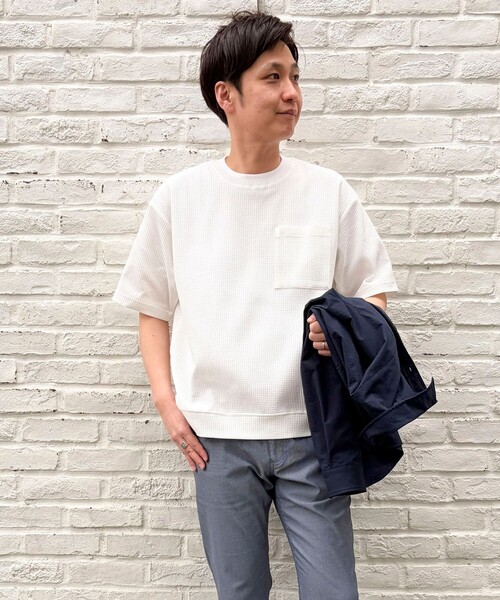 NOLLEY'S LIGHT(ノーリーズライト)の「《吸水速乾》PERFECTEXドライワッフル クルーネック Tシャツ(Tシャツ/カットソー・メンズ・ホワイト/グレー・L/M)」の15枚目の写真