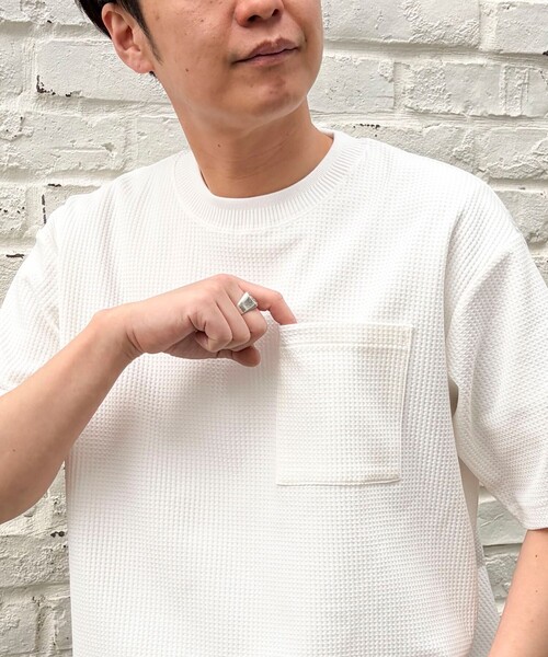 NOLLEY'S LIGHT(ノーリーズライト)の「《吸水速乾》PERFECTEXドライワッフル クルーネック Tシャツ(Tシャツ/カットソー・メンズ・ホワイト/グレー・L/M)」の18枚目の写真