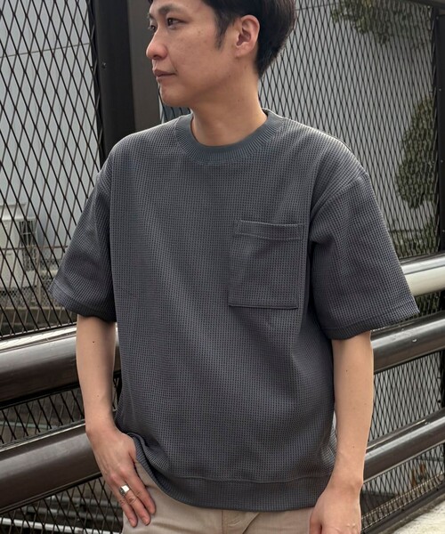 NOLLEY'S LIGHT(ノーリーズライト)の「《吸水速乾》PERFECTEXドライワッフル クルーネック Tシャツ(Tシャツ/カットソー・メンズ・ホワイト/グレー・L/M)」の3枚目の写真