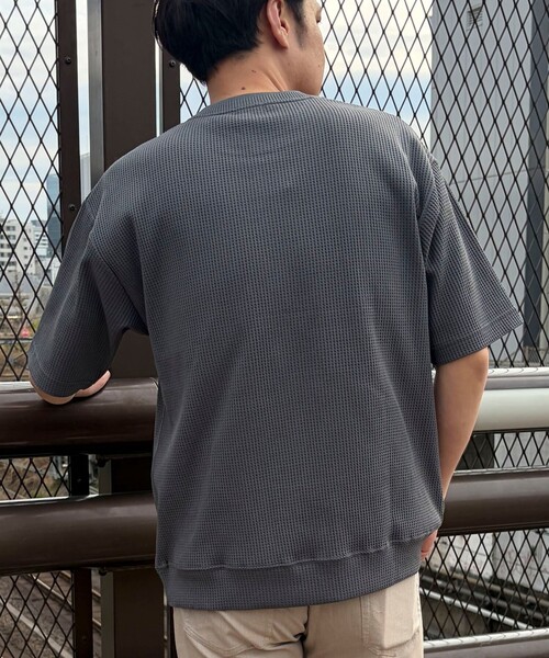 NOLLEY'S LIGHT(ノーリーズライト)の「《吸水速乾》PERFECTEXドライワッフル クルーネック Tシャツ(Tシャツ/カットソー・メンズ・ホワイト/グレー・L/M)」の4枚目の写真
