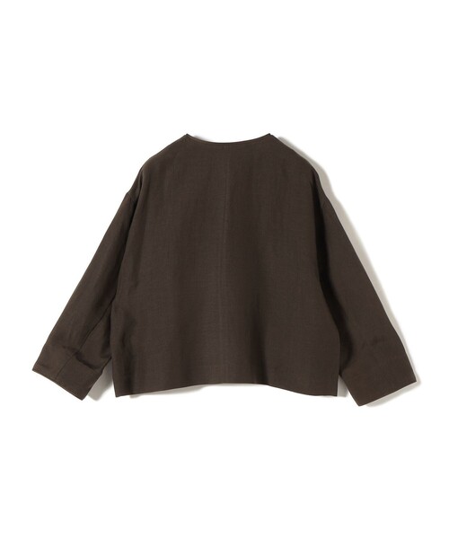SHIPS(シップス)の「SHIPS Primary Navy Label:麻混 ノーカラー ジャケット(セットアップ対応)(ノーカラージャケット・レディース・ベージュ/ネイビー/ブラウン・36/38)」の5枚目の写真