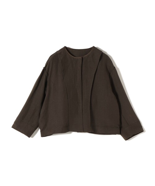 SHIPS(シップス)の「SHIPS Primary Navy Label:麻混 ノーカラー ジャケット(セットアップ対応)(ノーカラージャケット・レディース・ベージュ/ネイビー/ブラウン・36/38)」の6枚目の写真