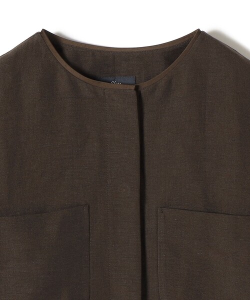 SHIPS(シップス)の「SHIPS Primary Navy Label:麻混 ノーカラー ジャケット(セットアップ対応)(ノーカラージャケット・レディース・ベージュ/ネイビー/ブラウン・36/38)」の8枚目の写真