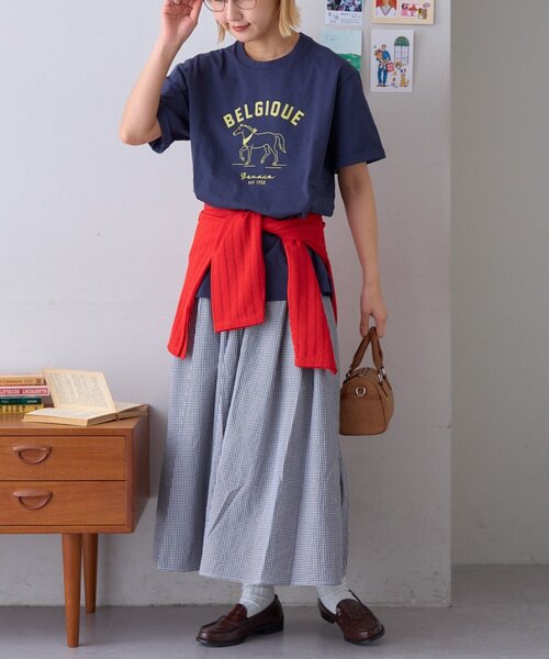 GEVACO（ゲバコ）の「【GEVACO】ホースプリントTEE（Tシャツ/カットソー・レディース・ネイビー/ホワイト/サックスブルー・LARGE/SMALL/MEDIUM）」の20枚目の写真