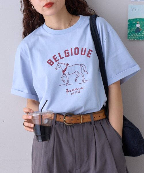 GEVACO（ゲバコ）の「【GEVACO】ホースプリントTEE（Tシャツ/カットソー・レディース・ネイビー/ホワイト/サックスブルー・LARGE/SMALL/MEDIUM）」の17枚目の写真