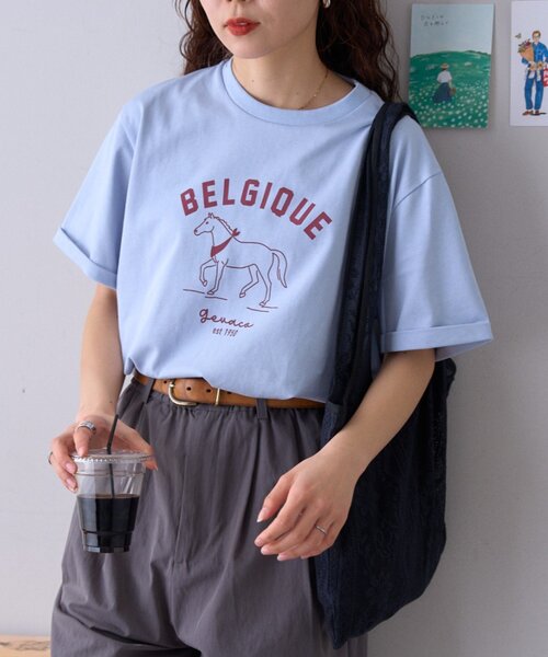 GEVACO（ゲバコ）の「【GEVACO】ホースプリントTEE（Tシャツ/カットソー・レディース・ネイビー/ホワイト/サックスブルー・LARGE/SMALL/MEDIUM）」の16枚目の写真
