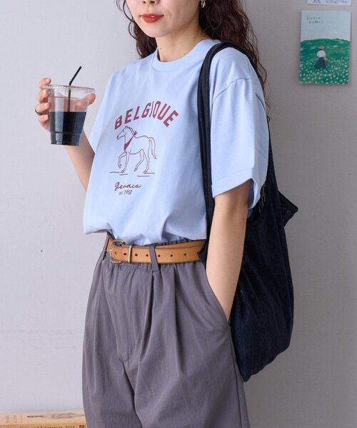 GEVACO（ゲバコ）の「【GEVACO】ホースプリントTEE（Tシャツ/カットソー・レディース・ネイビー/ホワイト/サックスブルー・LARGE/SMALL/MEDIUM）」の14枚目の写真