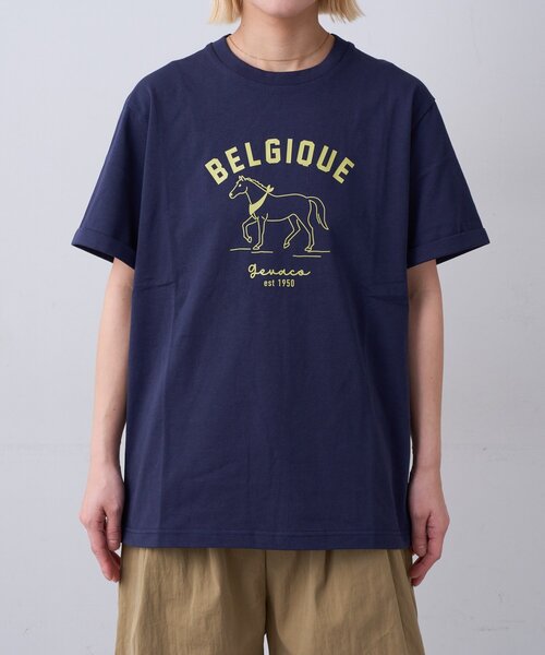 GEVACO（ゲバコ）の「【GEVACO】ホースプリントTEE（Tシャツ/カットソー・レディース・ネイビー/ホワイト/サックスブルー・LARGE/SMALL/MEDIUM）」の9枚目の写真
