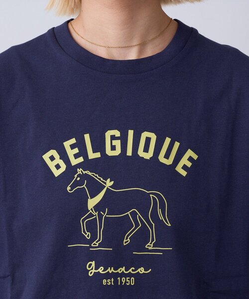 GEVACO（ゲバコ）の「【GEVACO】ホースプリントTEE（Tシャツ/カットソー・レディース・ネイビー/ホワイト/サックスブルー・LARGE/SMALL/MEDIUM）」の6枚目の写真