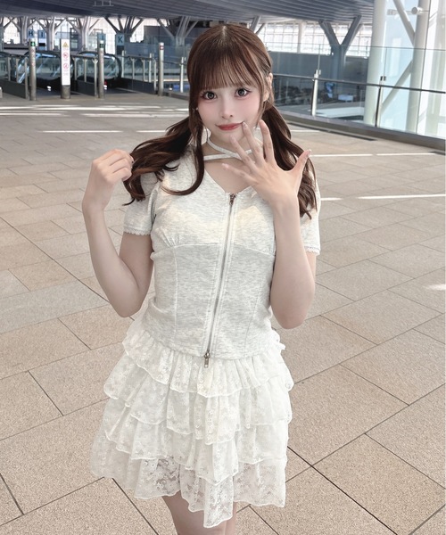 one way（ワンウェイ）の「レースパーカートップス（Tシャツ/カットソー・レディース・グレー/オフホワイト/ピンク/ブルー・FREE）」の17枚目の写真