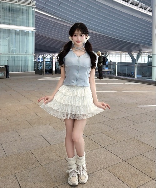 one way（ワンウェイ）の「レースパーカートップス（Tシャツ/カットソー・レディース・グレー/オフホワイト/ピンク/ブルー・FREE）」の15枚目の写真