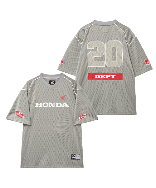 Motorcycle Piping Mesh Short Sleeve Gray