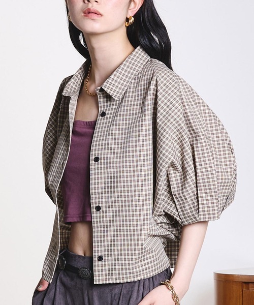ROSE BUD(ローズバッド)の「WIDE PUFF SLEEVE SHIRT(シャツ/ブラウス・レディース・マルチ/ブラック/ホワイト/ベージュ・ONE SIZE)」の4枚目の写真