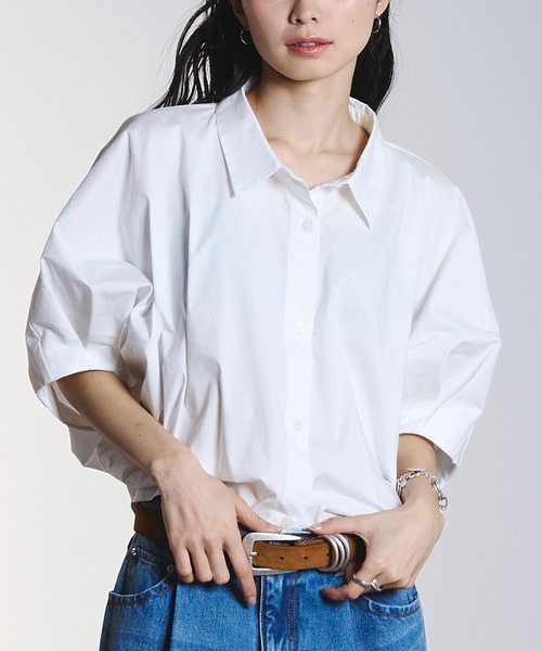 ROSE BUD（ローズバッド）の「WIDE PUFF SLEEVE SHIRT（シャツ/ブラウス・レディース・マルチ/ブラック/ホワイト・ONE SIZE）」の2枚目の写真