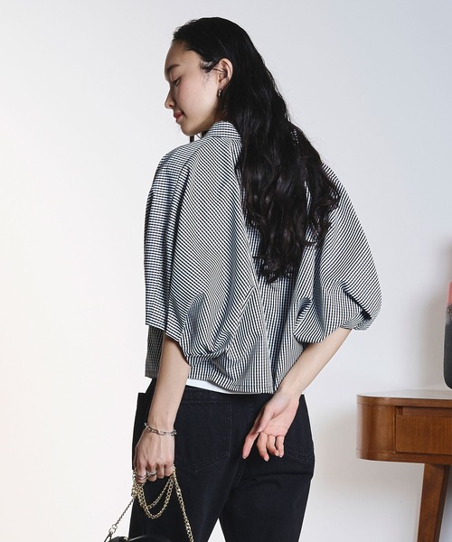 ROSE BUD（ローズバッド）の「WIDE PUFF SLEEVE SHIRT（シャツ/ブラウス・レディース・マルチ/ブラック/ホワイト・ONE SIZE）」の14枚目の写真