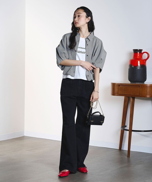 ROSE BUD（ローズバッド）の「WIDE PUFF SLEEVE SHIRT（シャツ/ブラウス・レディース・マルチ/ブラック/ホワイト・ONE SIZE）」の12枚目の写真