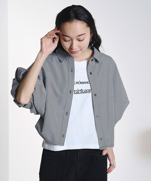 ROSE BUD（ローズバッド）の「WIDE PUFF SLEEVE SHIRT（シャツ/ブラウス・レディース・マルチ/ブラック/ホワイト・ONE SIZE）」の9枚目の写真