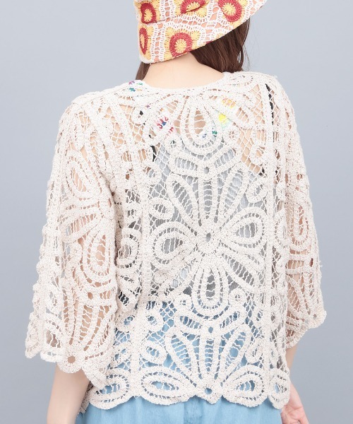 チチカカ(チチカカ)の「レース編みカーディガン(カーディガン/ボレロ・レディース・ベージュ・FREE)」の3枚目の写真