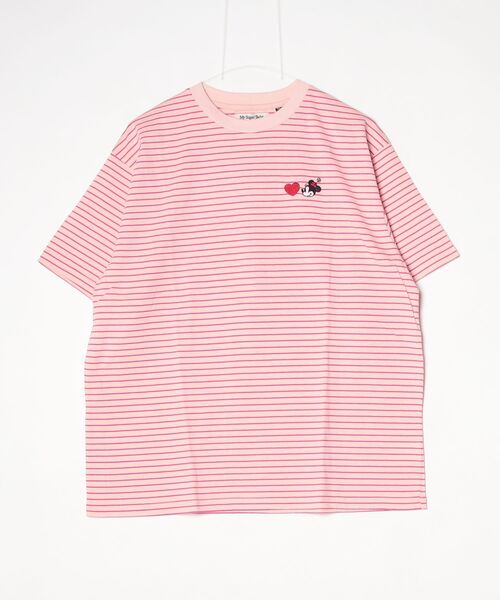 My sugar Babe（マイシュガーベイブ）の「MSB disney heart border tee（Tシャツ/カットソー・メンズ・ブラック/ピンク/ホワイト/ブルー・LARGE/MEDIUM）」の4枚目の写真