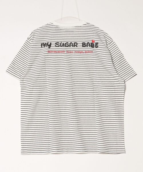 My sugar Babe（マイシュガーベイブ）の「MSB disney heart border tee（Tシャツ/カットソー・メンズ・ブラック/ピンク/ホワイト/ブルー・LARGE/MEDIUM）」の7枚目の写真