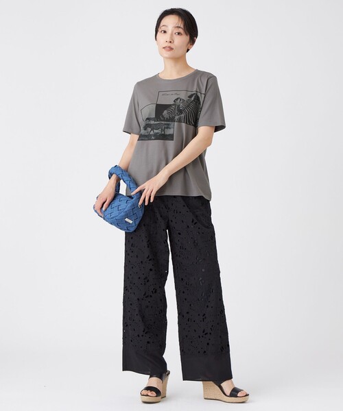 EVEX by KRIZIA(エヴェックスバイクリツィア)の「【接触冷感・ウォッシャブル】フォトプリントカットソー(Tシャツ/カットソー・レディース・チャコールグレー/オレンジ/オフホワイト・42/40)」の6枚目の写真