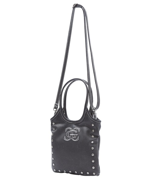 X-girl(エックスガール)の「XG EMBLEM STUDDED 2WAY MINI BAG(ショルダーバッグ・レディース・ブラック/ブラウン・ONE SIZE)」の2枚目の写真