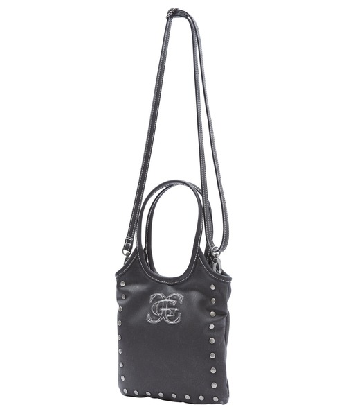 X-girl(エックスガール)の「XG EMBLEM STUDDED 2WAY MINI BAG(ショルダーバッグ・レディース・ブラック/ブラウン・ONE SIZE)」の3枚目の写真