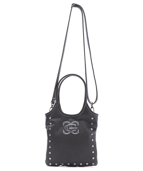X-girl(エックスガール)の「XG EMBLEM STUDDED 2WAY MINI BAG(ショルダーバッグ・レディース・ブラック/ブラウン・ONE SIZE)」の4枚目の写真