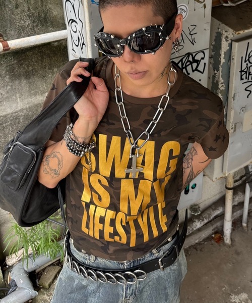 Never mind the XU(ネバーマインドザエックスユー)の「【Never mind the XU】camouflage logo print T-shirt / 【ネバーマインド ザ エックスユー】カモフラージュロゴプリント半袖Tシャツ(Tシャツ/カットソー・メンズ・グリーン系カモフラージュ・M)」の5枚目の写真