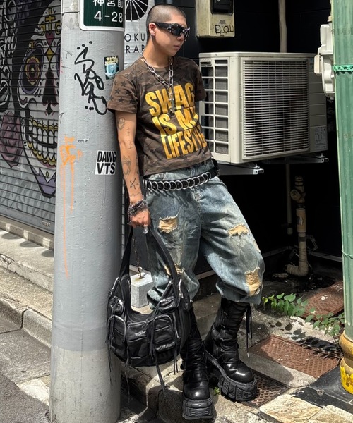 Never mind the XU(ネバーマインドザエックスユー)の「【Never mind the XU】camouflage logo print T-shirt / 【ネバーマインド ザ エックスユー】カモフラージュロゴプリント半袖Tシャツ(Tシャツ/カットソー・メンズ・グリーン系カモフラージュ・M)」の7枚目の写真