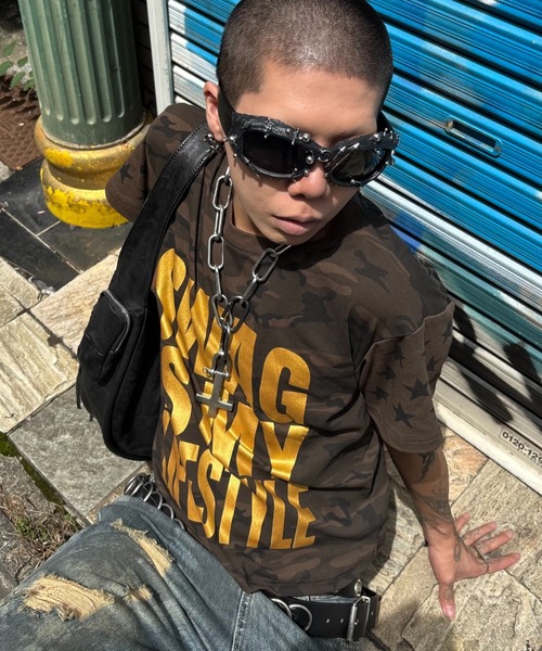Never mind the XU(ネバーマインドザエックスユー)の「【Never mind the XU】camouflage logo print T-shirt / 【ネバーマインド ザ エックスユー】カモフラージュロゴプリント半袖Tシャツ(Tシャツ/カットソー・メンズ・グリーン系カモフラージュ・M)」の4枚目の写真