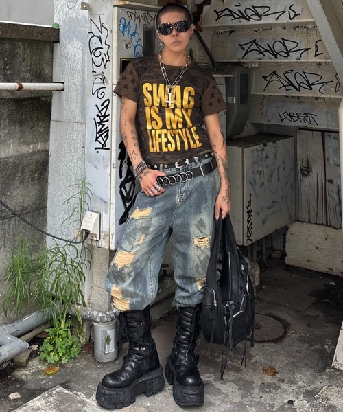 Never mind the XU(ネバーマインドザエックスユー)の「【Never mind the XU】camouflage logo print T-shirt / 【ネバーマインド ザ エックスユー】カモフラージュロゴプリント半袖Tシャツ(Tシャツ/カットソー・メンズ・グリーン系カモフラージュ・M)」の9枚目の写真
