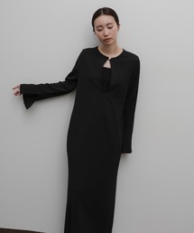 【Et】Botton Design Cut georgette I-line Onepiece