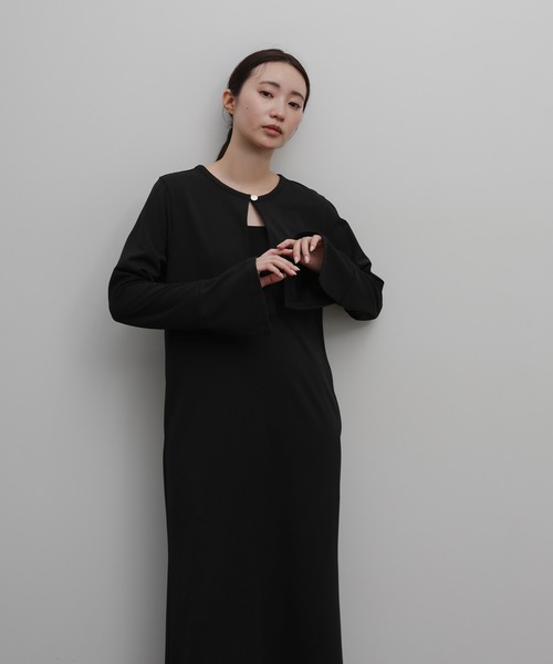 select MOCA Et（セレクトモカエト）の「【Et】Botton Design Cut georgette I-line Onepiece（ドレス・レディース・チャコール/ブラック・FREE）」の9枚目の写真