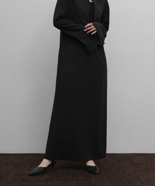 select MOCA Et（セレクトモカエト）の「【Et】Botton Design Cut georgette I-line Onepiece（ドレス・レディース・チャコール/ブラック・FREE）」の14枚目の写真
