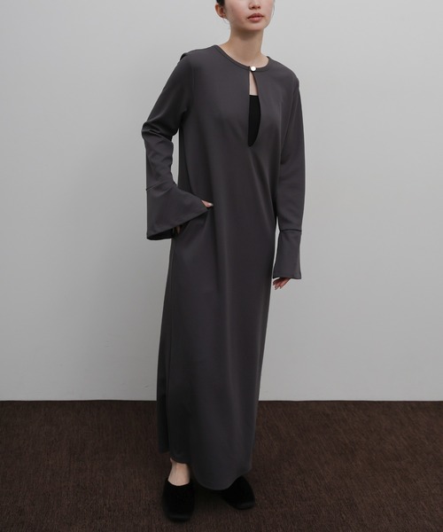 select MOCA Et（セレクトモカエト）の「【Et】Botton Design Cut georgette I-line Onepiece（ドレス・レディース・チャコール/ブラック・FREE）」の20枚目の写真