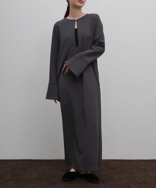 select MOCA Et（セレクトモカエト）の「【Et】Botton Design Cut georgette I-line Onepiece（ドレス・レディース・チャコール/ブラック・FREE）」の19枚目の写真