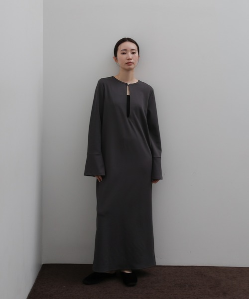 select MOCA Et（セレクトモカエト）の「【Et】Botton Design Cut georgette I-line Onepiece（ドレス・レディース・チャコール/ブラック・FREE）」の21枚目の写真