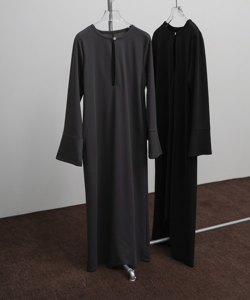 select MOCA Et（セレクトモカエト）の「【Et】Botton Design Cut georgette I-line Onepiece（ドレス・レディース・チャコール/ブラック・FREE）」の16枚目の写真