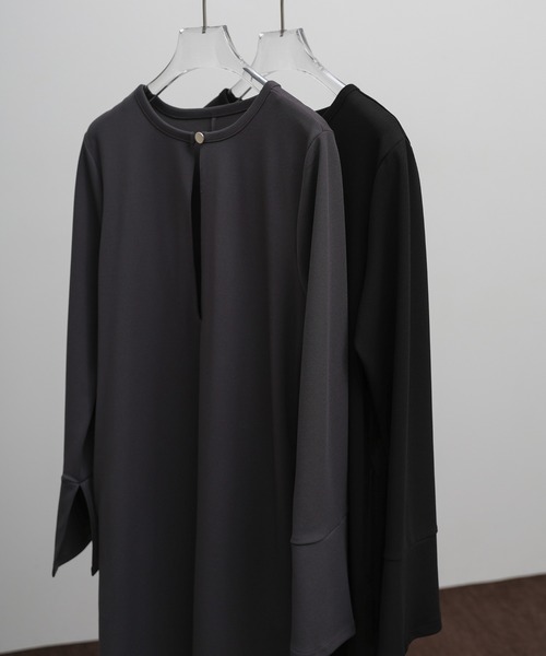 select MOCA Et（セレクトモカエト）の「【Et】Botton Design Cut georgette I-line Onepiece（ドレス・レディース・チャコール/ブラック・FREE）」の17枚目の写真