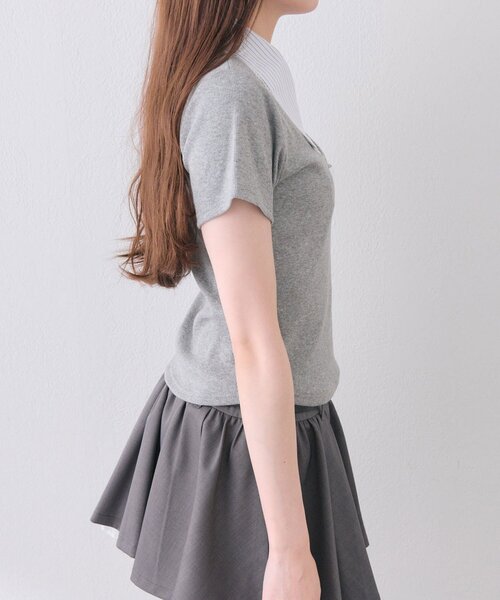 OLIVE des OLIVE(オリーブデオリーブ)の「レース衿レイヤードトップス(Tシャツ/カットソー・レディース・トップグレー/ブラック/ベージュ/ピンク・FREE)」の15枚目の写真