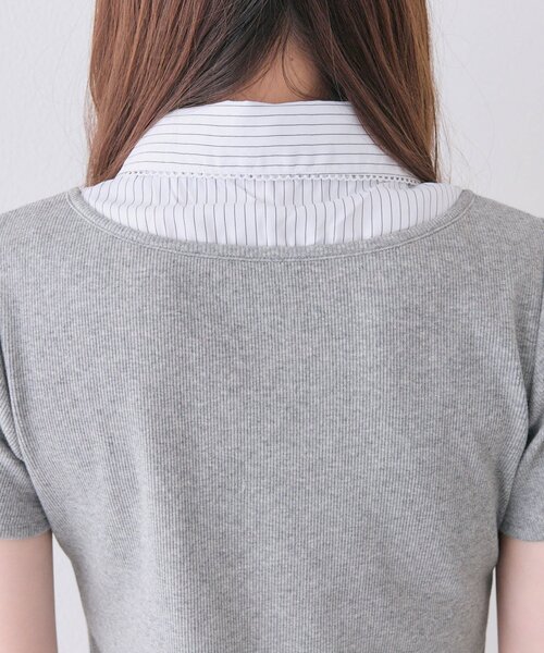 OLIVE des OLIVE(オリーブデオリーブ)の「レース衿レイヤードトップス(Tシャツ/カットソー・レディース・トップグレー/ブラック/ベージュ/ピンク・FREE)」の18枚目の写真