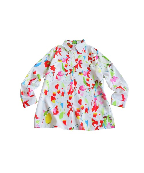 antiqua（アンティカ）の「花柄 ボタニカル柄 プリントシャツ（シャツ/ブラウス・レディース・ホワイト系その他・ONESIZE）」の4枚目の写真
