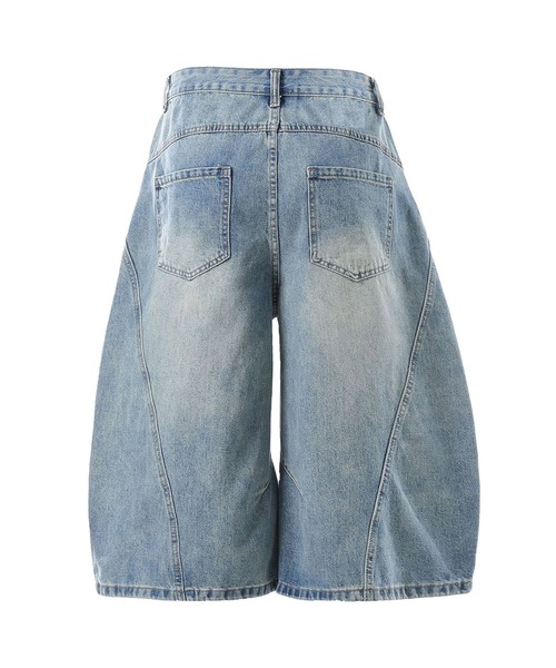 HOOK(フック)の「HOOK バレルレッグ ワイドデニム ハーフパンツ (SS)(カーゴパンツ・メンズ・インディゴブルー/ライトブルー・XL/M/L)」の14枚目の写真