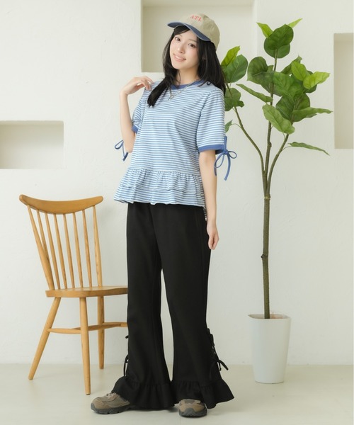 kutir(クティール)の「リボンフリルワッフルフレアパンツ(その他パンツ・レディース・ネイビー/ナチュラル/ブラック/ブラック系その他/チャコールグレー/アイボリー・SMALL/MEDIUM)」の11枚目の写真
